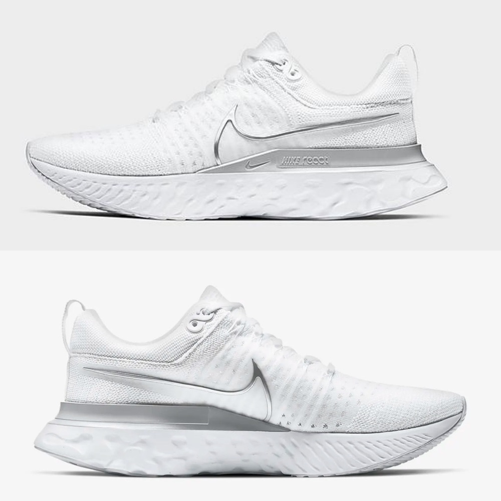 NEW**** Nike React Infinity Run Flyknit 2 Running Shoe 7 White Silver
